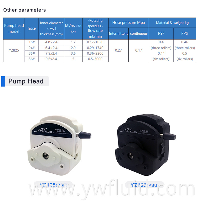 YWfluid Chemical Dosing industry peristaltic pump for Laboratory analytical equipment